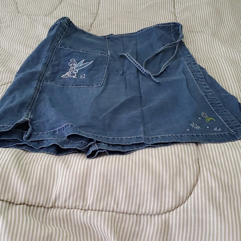 Disney jeans skort size M vintage Tinkerbell blue